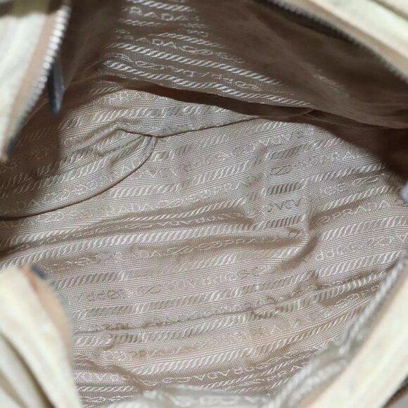 PRADA Shoulder Bag Nylon Leather Beige Auth ki5455 - Picture 13 of 16